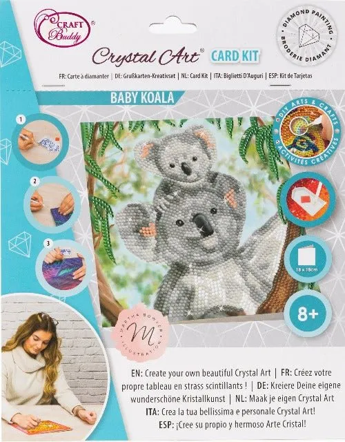 "Koala Cuddles" Crystal Art Card 18x18cm