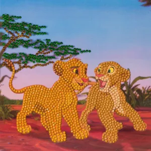 "Simba and Nala" Crystal Art Card 18x18cm