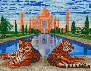 "Taj Mahal Tigers" Crystal Art Kit 40x50cm