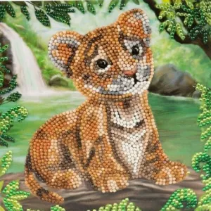 "Tiger Cub" 18x18cm Crystal Art Card