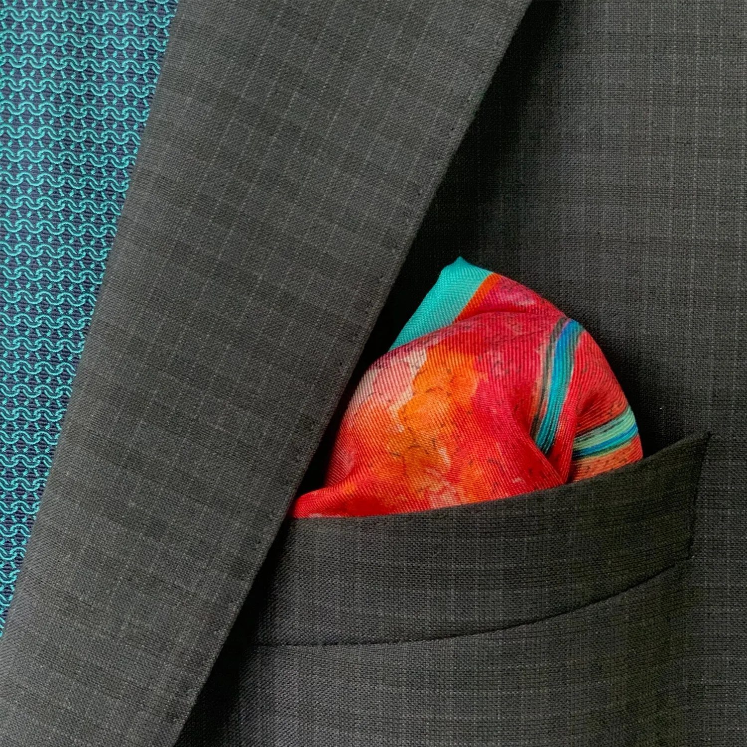 Rainbow Bridge -Pink Silk Pocketsquare