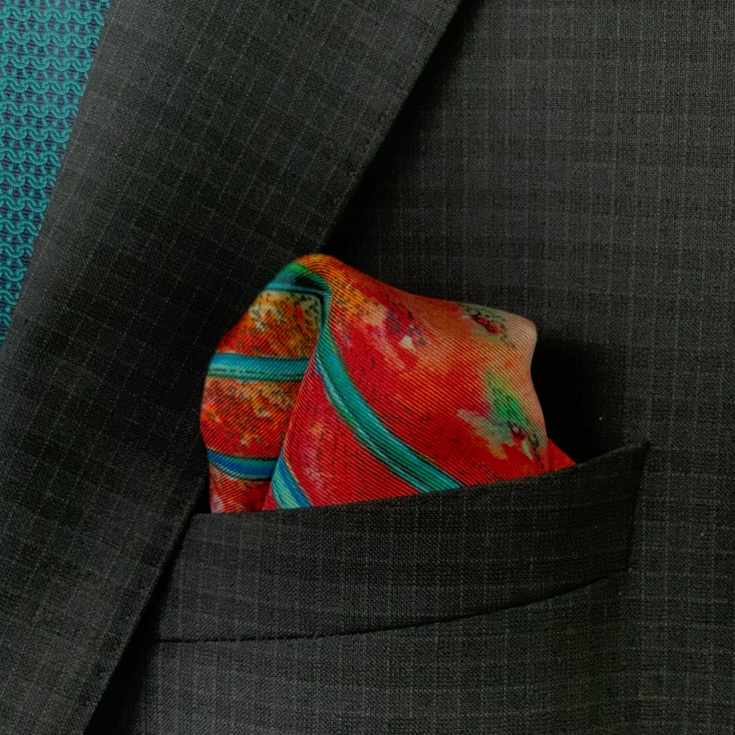 Rainbow Bridge -Pink Silk Pocketsquare