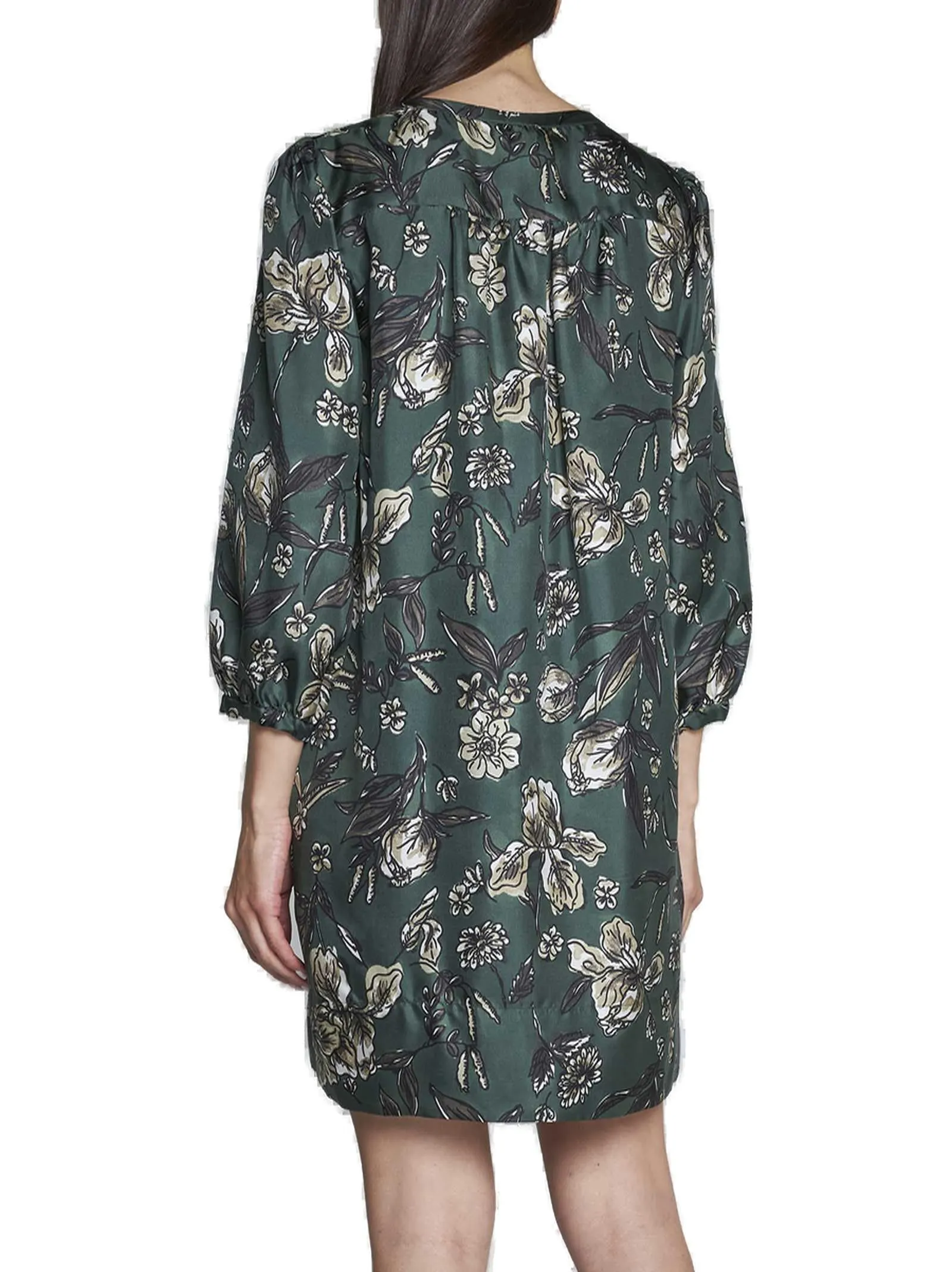 'S Max Mara Allover Floral Printed Long Sleeved Dress