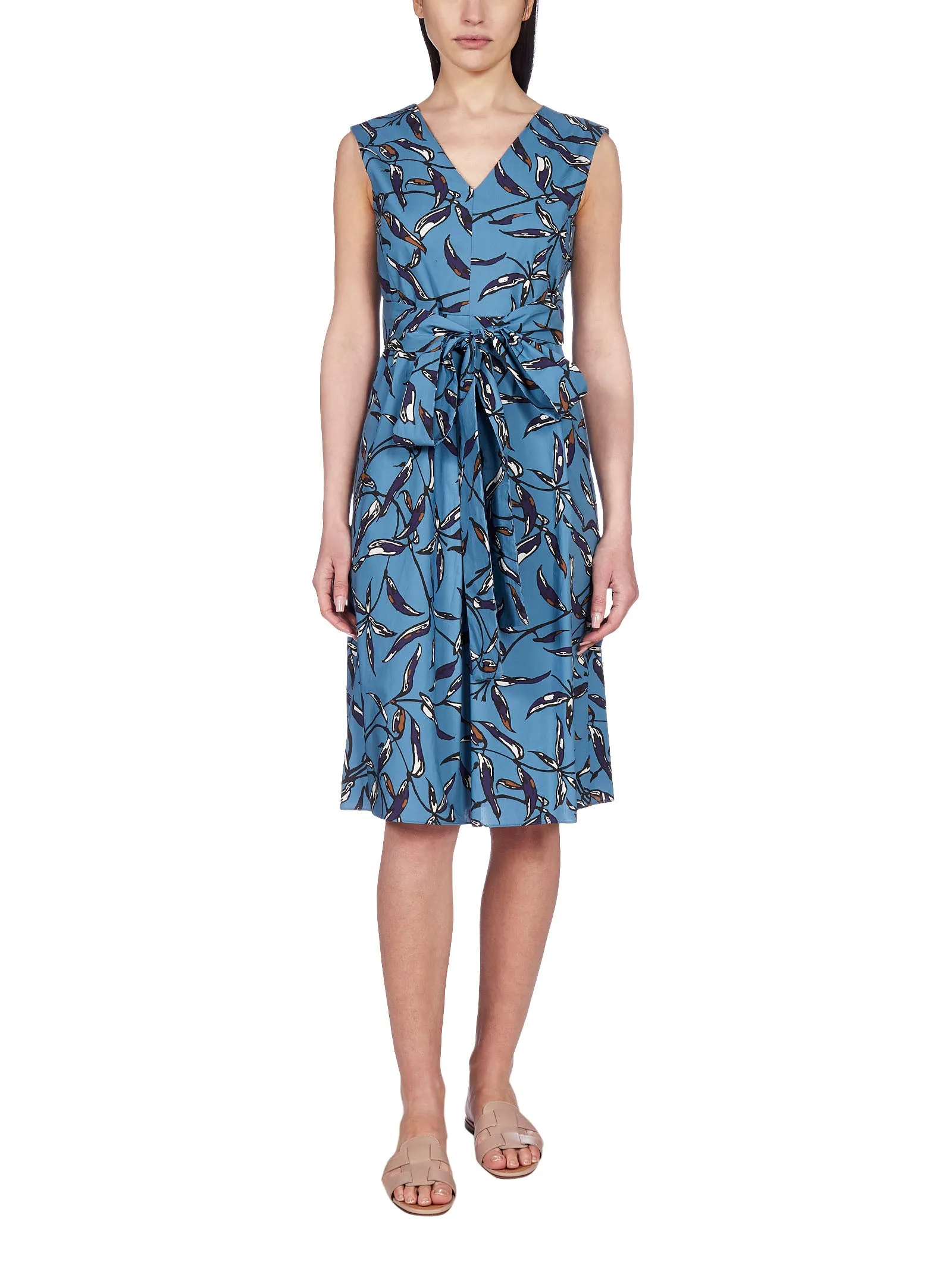 'S Max Mara Floral Print V-Neck Dress