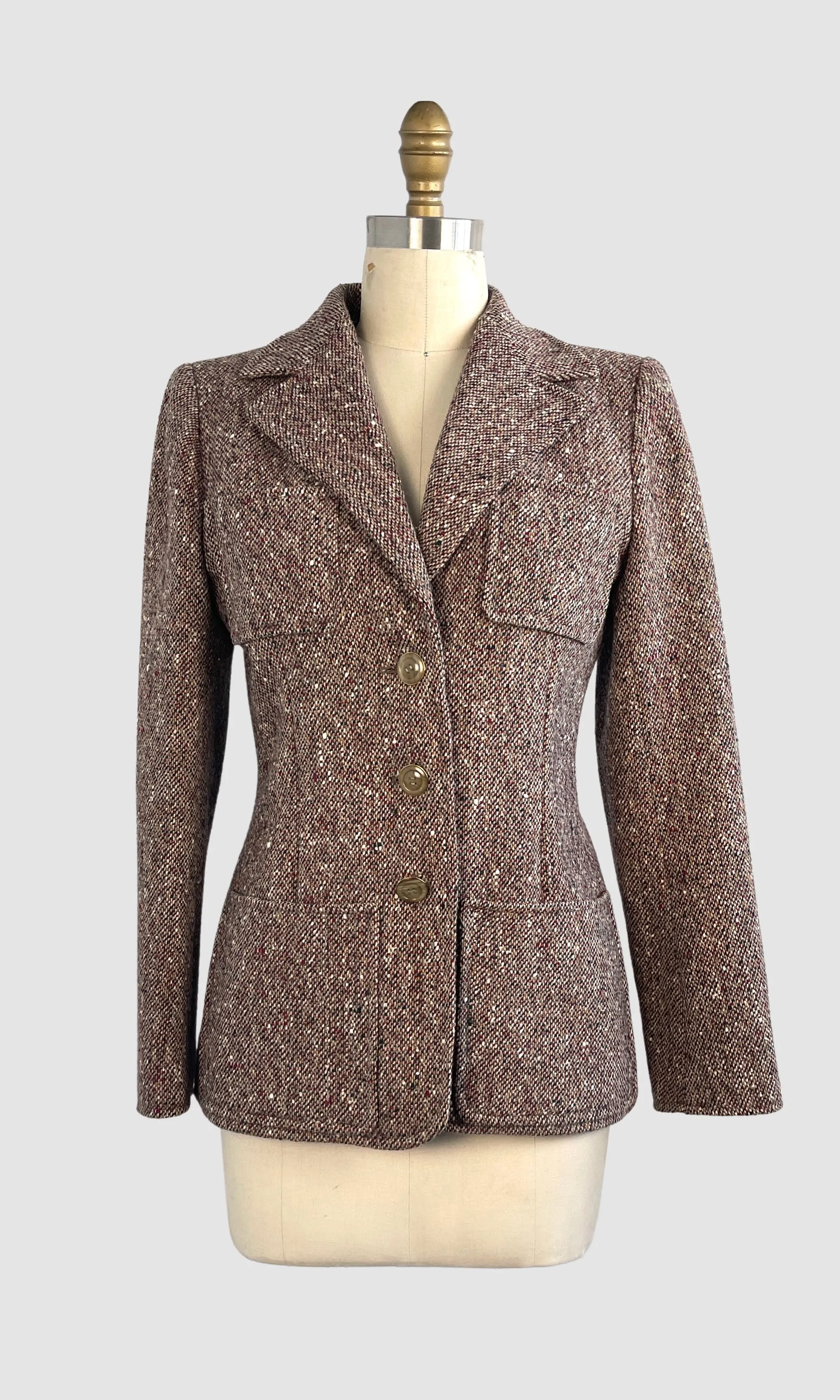 Vintage SAINT LAURENT Rive Gauche 70s Tweed Jacket - Size Small