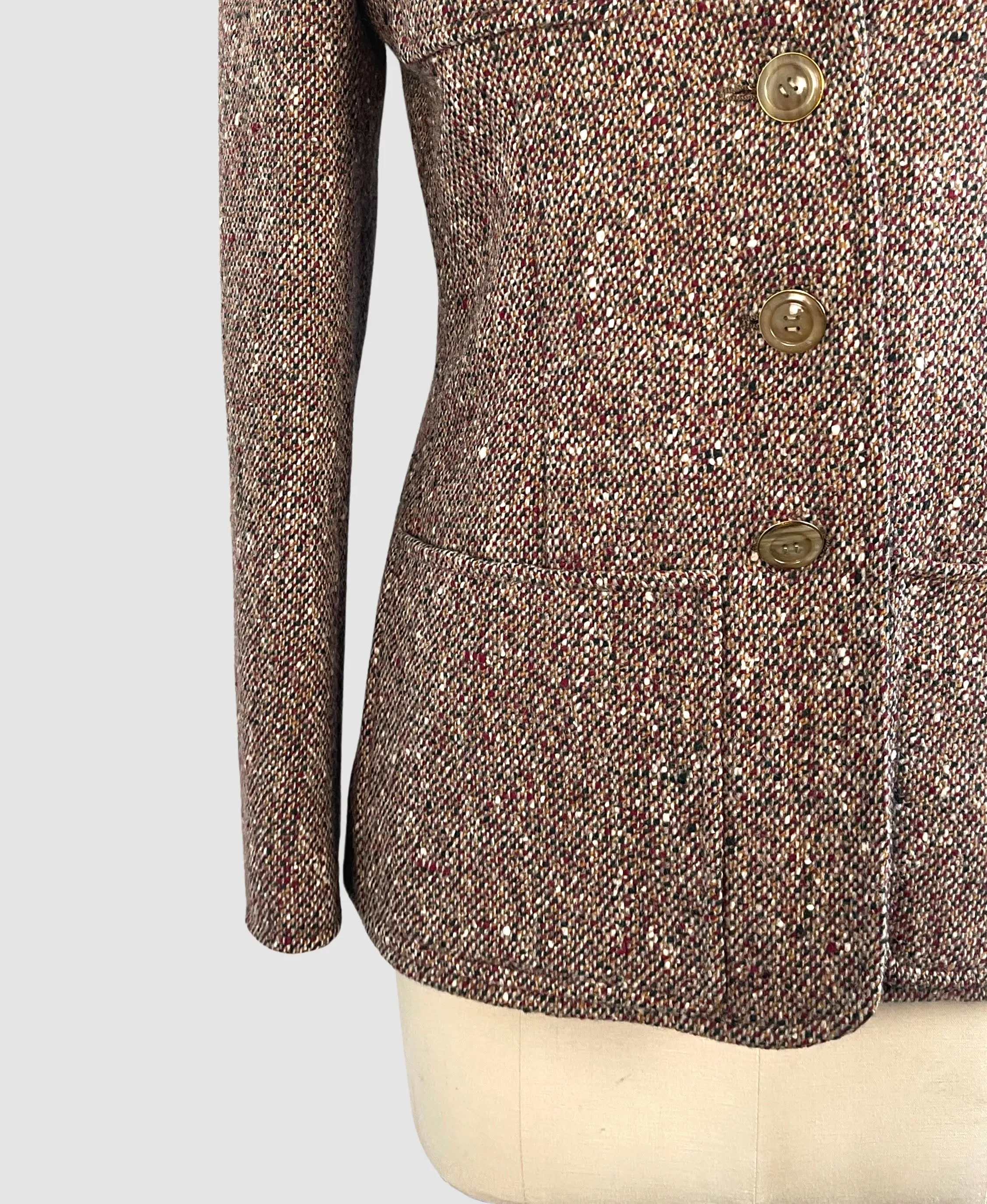 Vintage SAINT LAURENT Rive Gauche 70s Tweed Jacket - Size Small