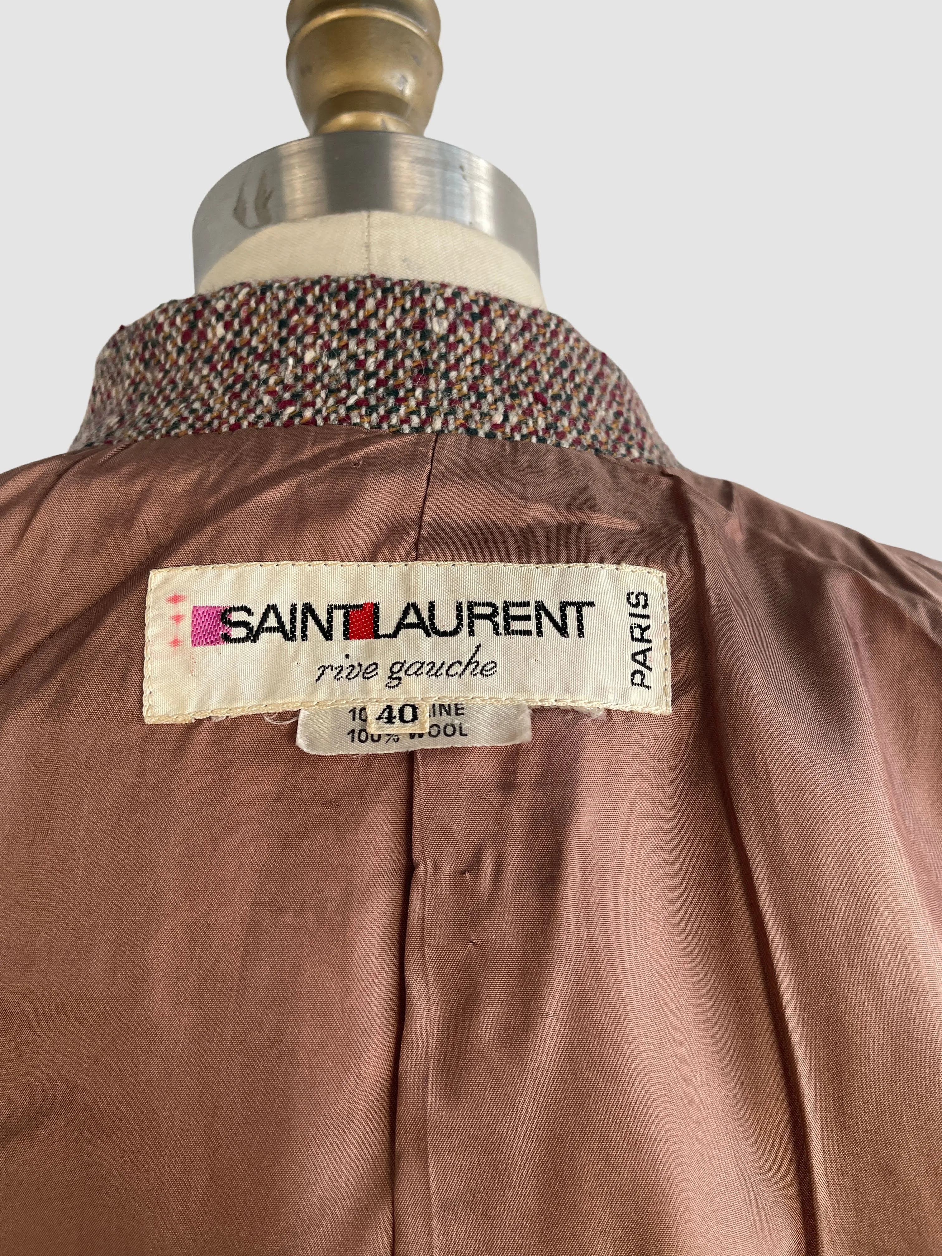 Vintage SAINT LAURENT Rive Gauche 70s Tweed Jacket - Size Small