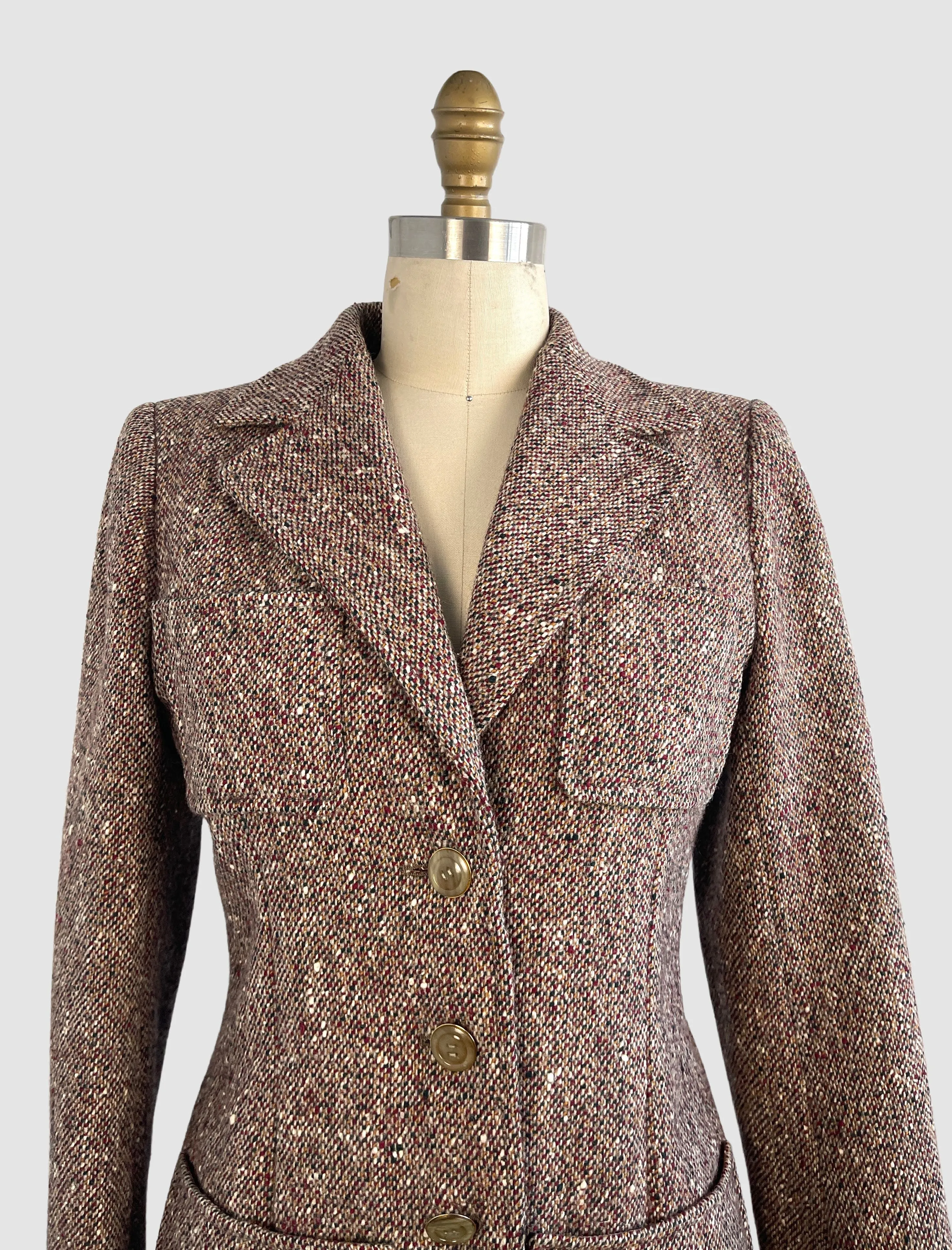 Vintage SAINT LAURENT Rive Gauche 70s Tweed Jacket - Size Small