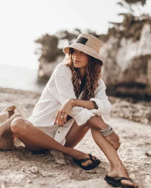 Elegant Natural Raffia Bucket Hat with Handcrafted Details