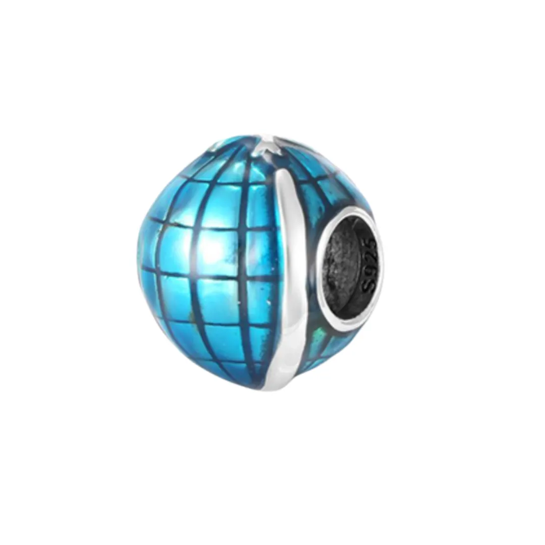 Travel Around the World Globe Charm 925 Sterling Silver