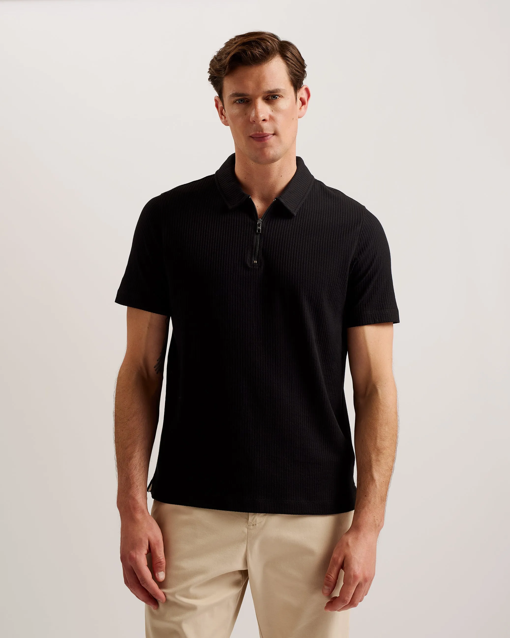 Zarkes Ss Regular Zip Polo Black